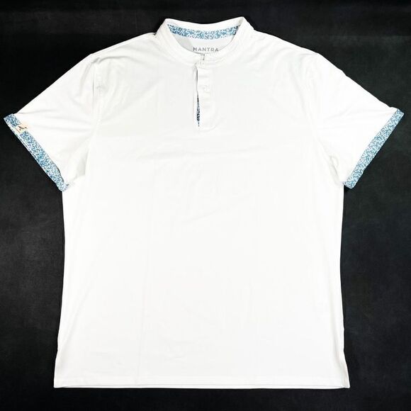 Mantra Mens 2XL White Made in USA Recycled Performance Henley Shirt - Picture 1 of 9